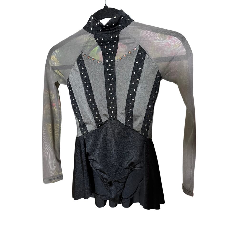 0158 Weissman Black Sheer Mesh Rhinestone Dance Dress Child 4
